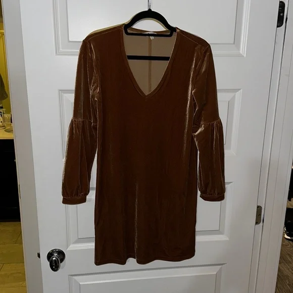 Madewell gold velvet balloon mini dress - Picture 3 of 5
